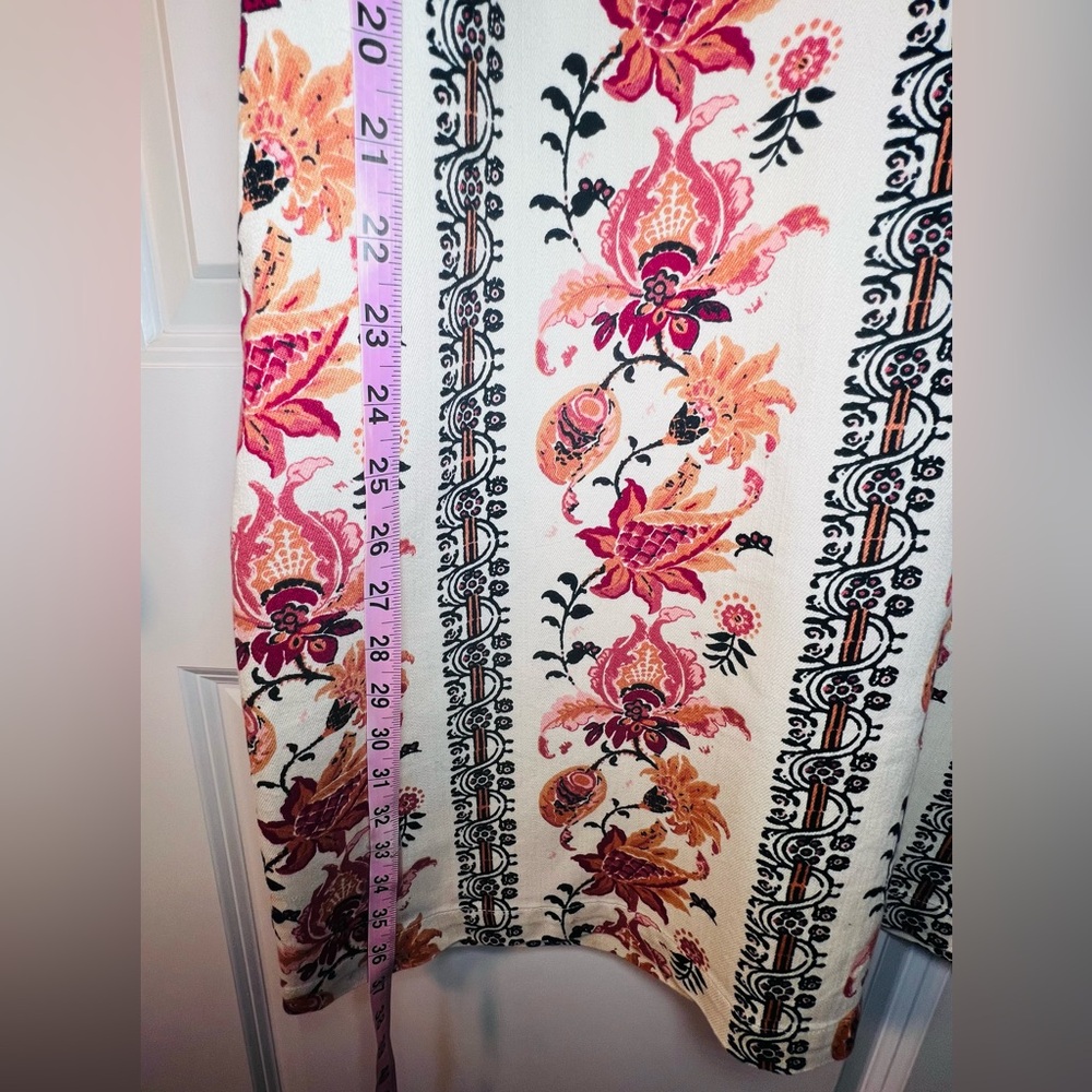Spartina Catrina Denim Puff Sleeve Dress In Floral Thistle Stripe. Size Medium - Picture 11 of 13